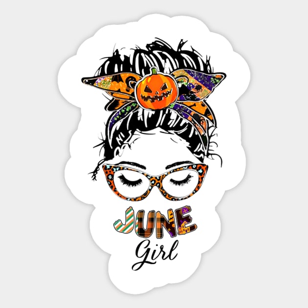 June Girl Halloween Face Wink Eyes Pumpkin Sticker by tasmarashad